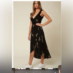 O'Neill Black Floral Midi Dress